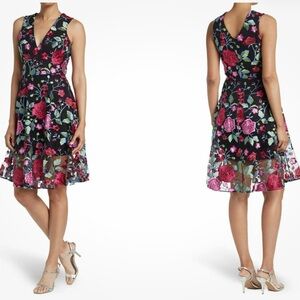 The Population Avril Embroidered Floral Dress